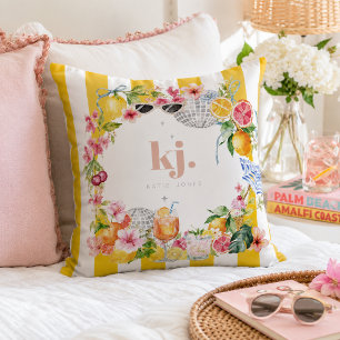 Oreiller jeté personnalisé avec monogramme d'été e