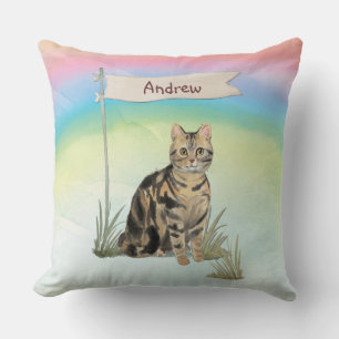 Oreiller jeté personnalisé pour chat tabby