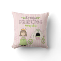 Oreiller jeté personnalisé Princesse rose et vert