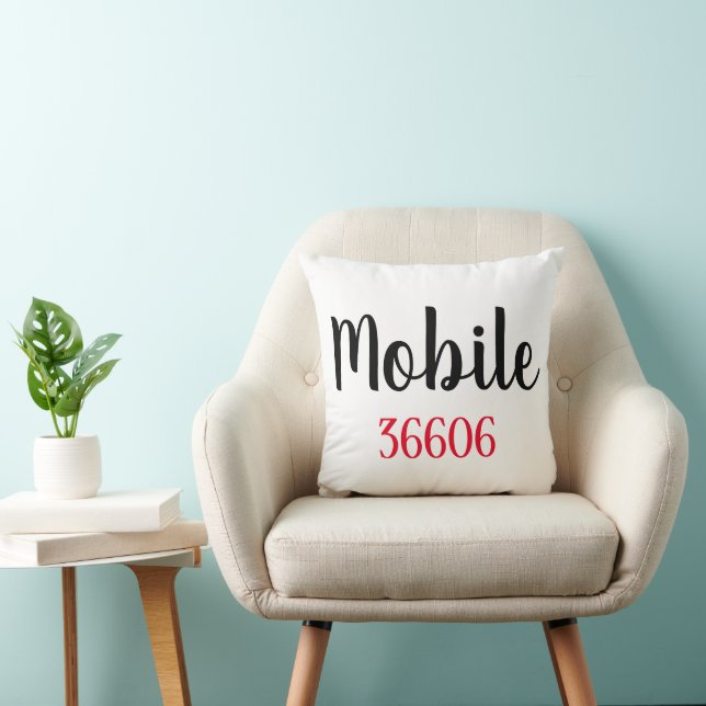 Oreiller jeté personnalisé Ville, Code Postal (Chaise)