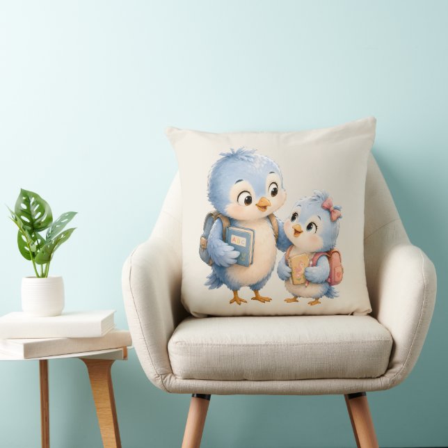 Oreiller jeté pour famille de merle bleu (Chaise)
