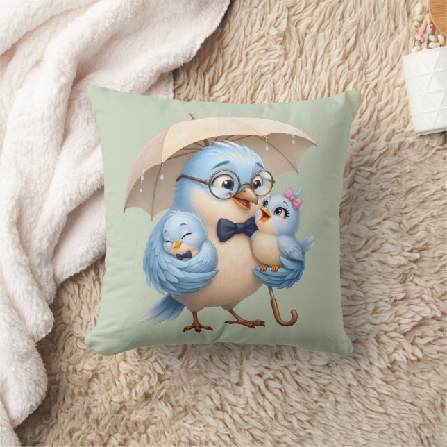 Oreiller jeté pour papa avec un oiseau mignon (Couverture)