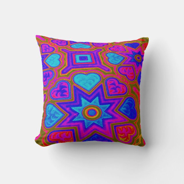 Oreiller jeté Psychedelic Hearts (Recto)