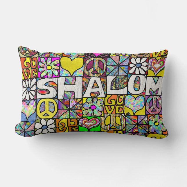 Oreiller jeté rétro psychédélique Shalom LOVE des  (Recto)
