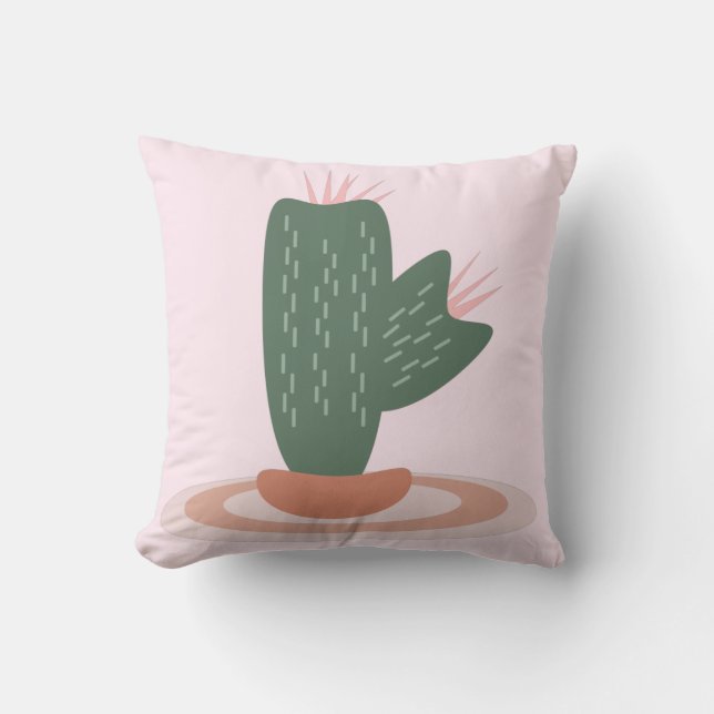 Oreiller jeté rose Cactus épineux sur tapis (Recto)