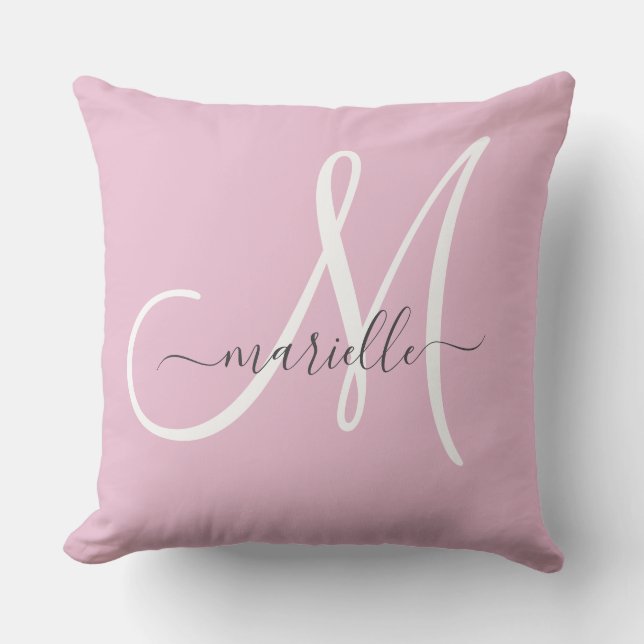 Oreiller jeté rose élégant monogramme (Recto)