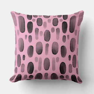 Oreiller Jeté Rose Noir Motif Galet Abstrait