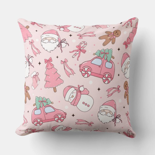 Oreiller jeté sans couture pour Noël rose (Recto)