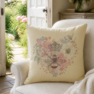 Oreiller jeté Shabby Chic Couronne Abeille