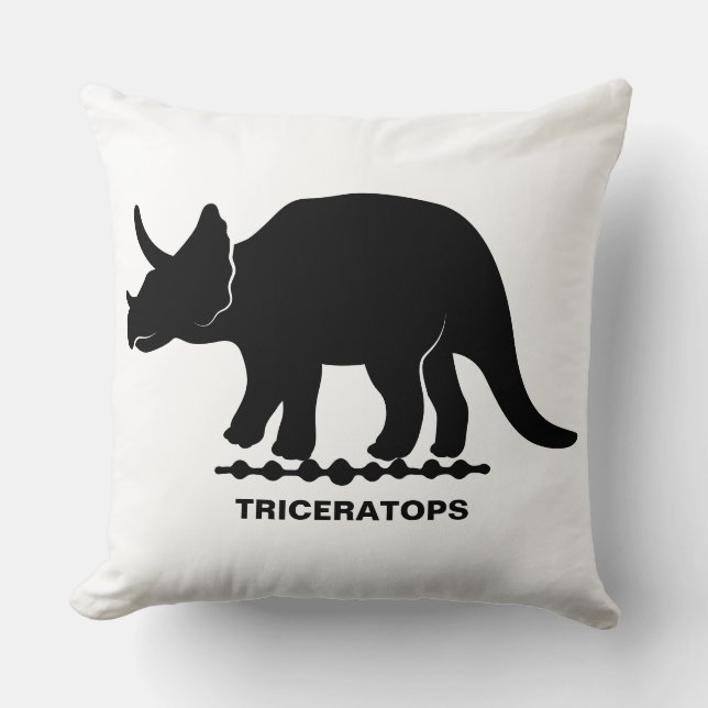 Oreiller jeté silhouette de dinosaure Triceratops (Recto)