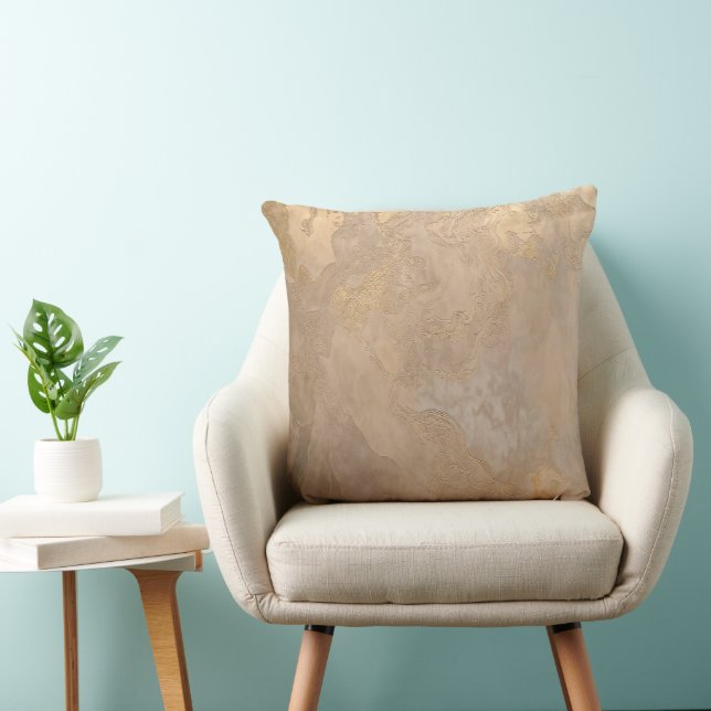 Oreiller jeté texturé or beige (Chaise)
