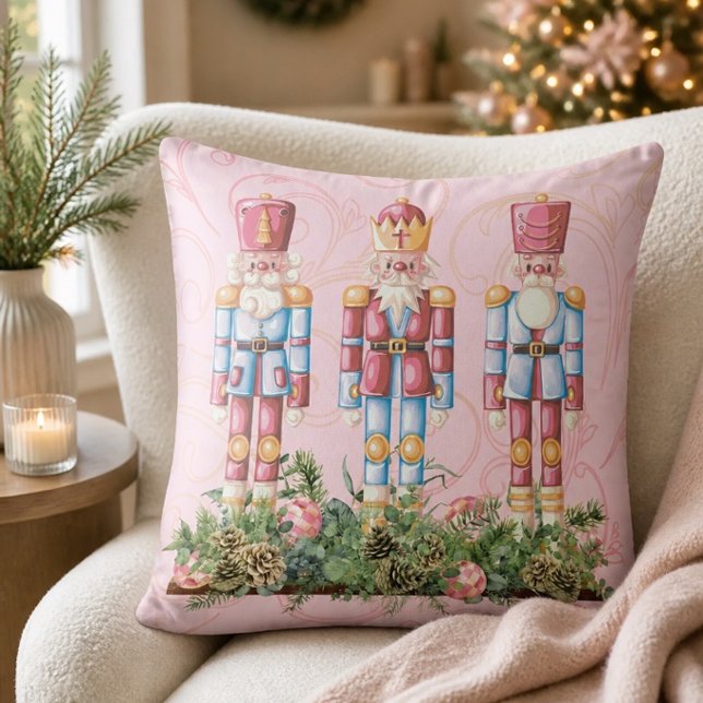 Oreiller jeté Trio Casse-Noisette de Noël Rose (Créateur téléchargé)