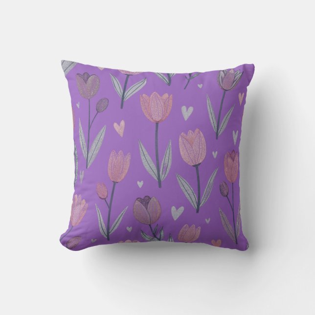 Oreiller jeté Tulipe Violette (Recto)