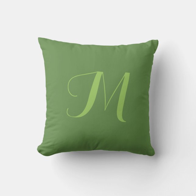 Oreiller jeté vert - Monogramme vert citron Person (Recto)