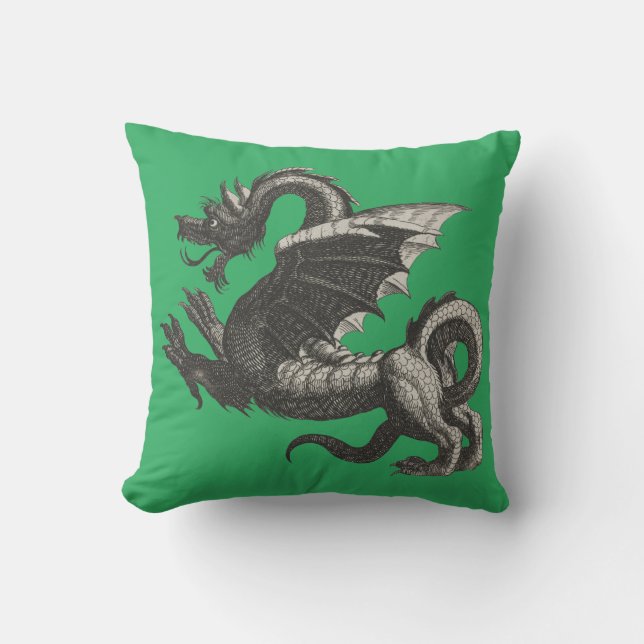 Oreiller jeté vintage dragon (Recto)