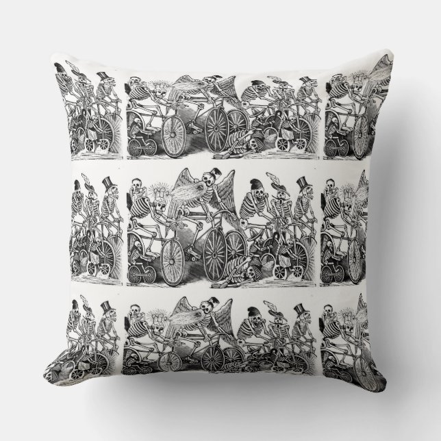Oreiller Jour des Morts - Calavera las biciletas (Recto)