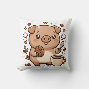 Oreiller Kawaii Coffee Pig