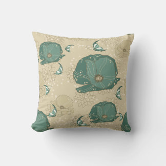 Oreiller Lily Pad turquoise Beige Asiatique