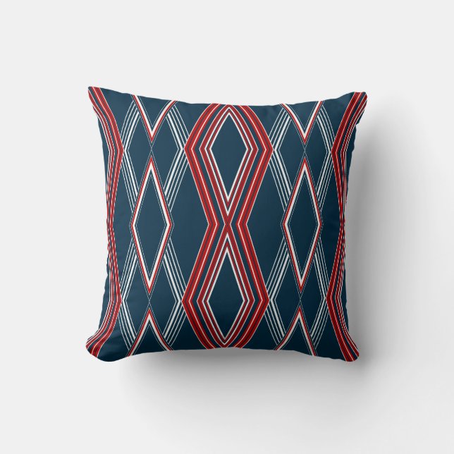 Oreiller Linéaire Rouge, Blanc Et Bleu (Recto)