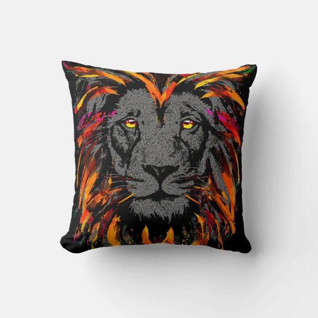 Oreiller Lion Lion | Illustration du lion orange f (Recto)