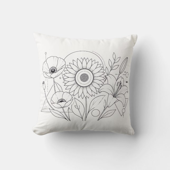 Oreiller Livre de Coloriage Tournesol (Recto)