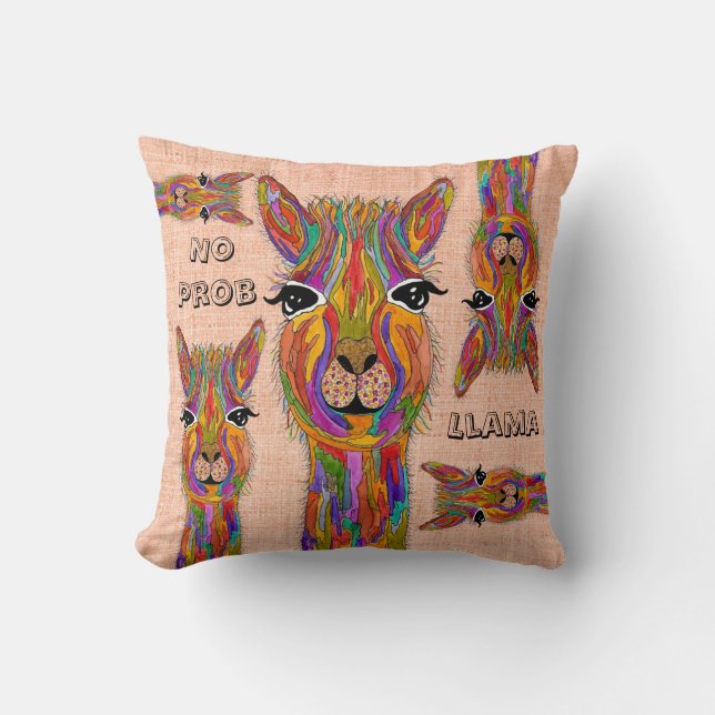 Oreiller Llama doux et coloré (Recto)