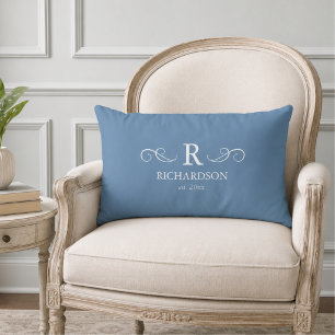 Oreiller lombaire à monogramme bleu