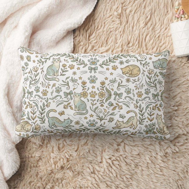 Oreiller Lombaire à Motif de Chat de Style Bohème (Couverture)