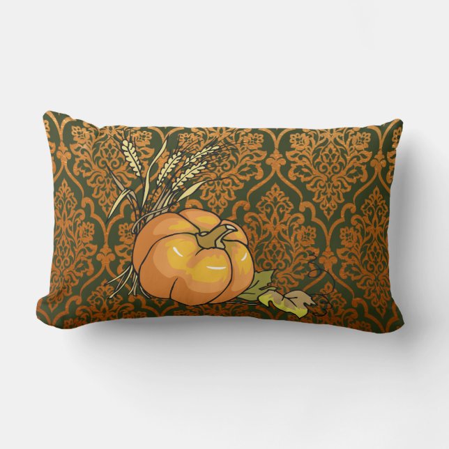 Oreiller Lombaire à Motif Orange et Vert de Citrou (Recto)