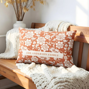 Oreiller Lombaire Automne Dentelle Orange Rouille