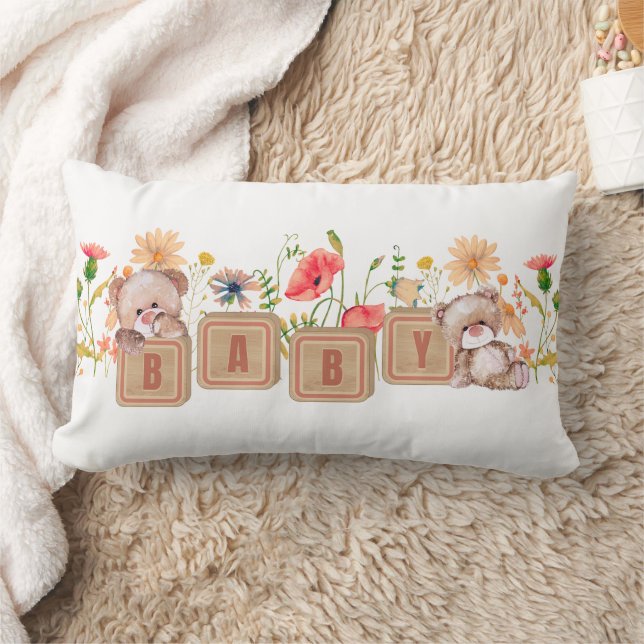 Oreiller Lombaire Bébé Blocs, Ours et Fleurs Sauva (Couverture)