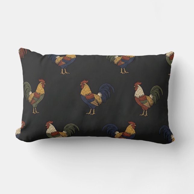 Oreiller lombaire de coq bohème noir accent (Recto)