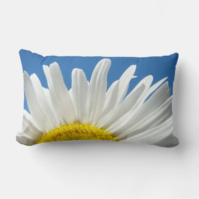 Oreiller Lombaire Fleur de Marguerite Blanche Ciel (Recto)