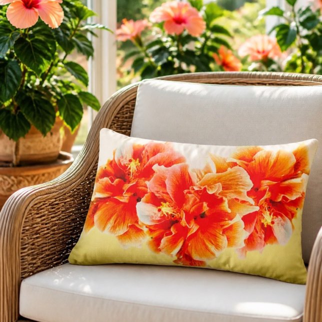 Oreiller Lombaire Fleur d'Hibiscus Orange (Jaune) (Créateur téléchargé)