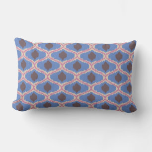 Oreiller Lombaire Géométrique Ikat Rose Bleu