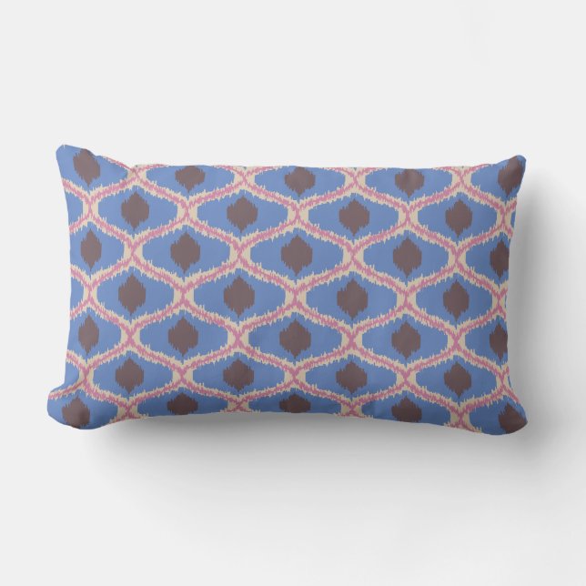 Oreiller Lombaire Géométrique Ikat Rose Bleu (Recto)