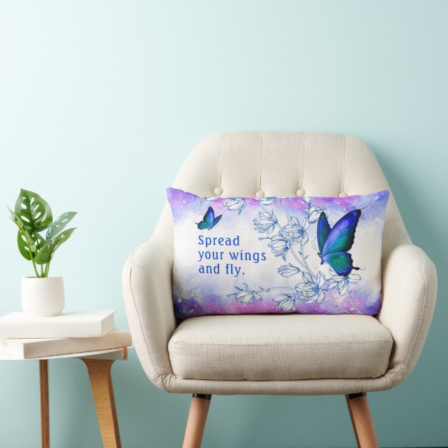 Oreiller lombaire inspirant Papillon Bleu (Chaise)