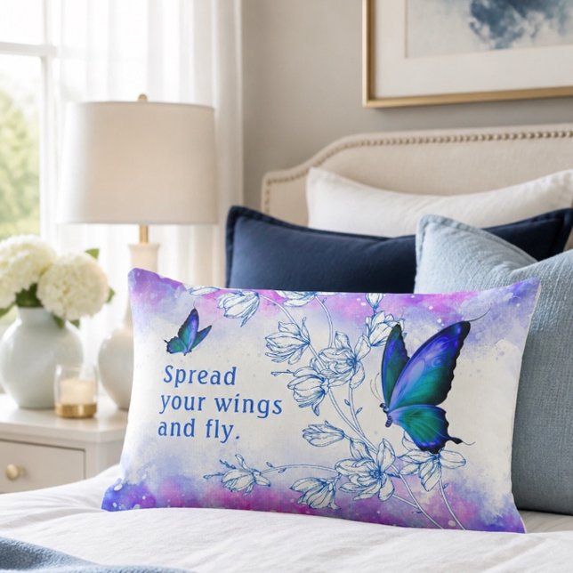 Oreiller lombaire inspirant Papillon Bleu (Créateur téléchargé)