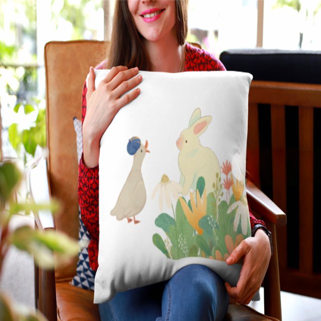 Oreiller Lombaire Lapin et Oiseau de la Forêt | Nu (Créateur téléchargé)