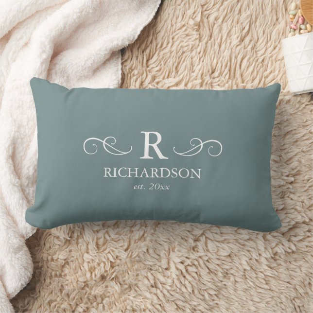 Oreiller Lombaire Monogramme Gris Bleu (Couverture)