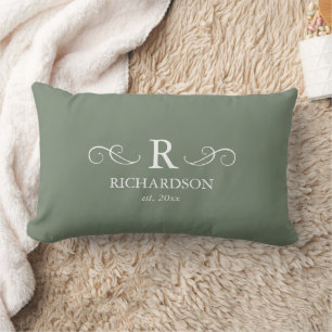 Oreiller Lombaire Monogramme Sage