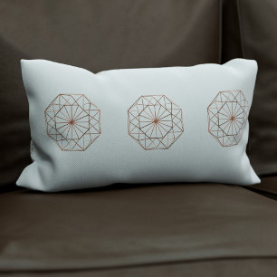Oreiller Lombaire Octogonal à Motif en Cuivre Gris