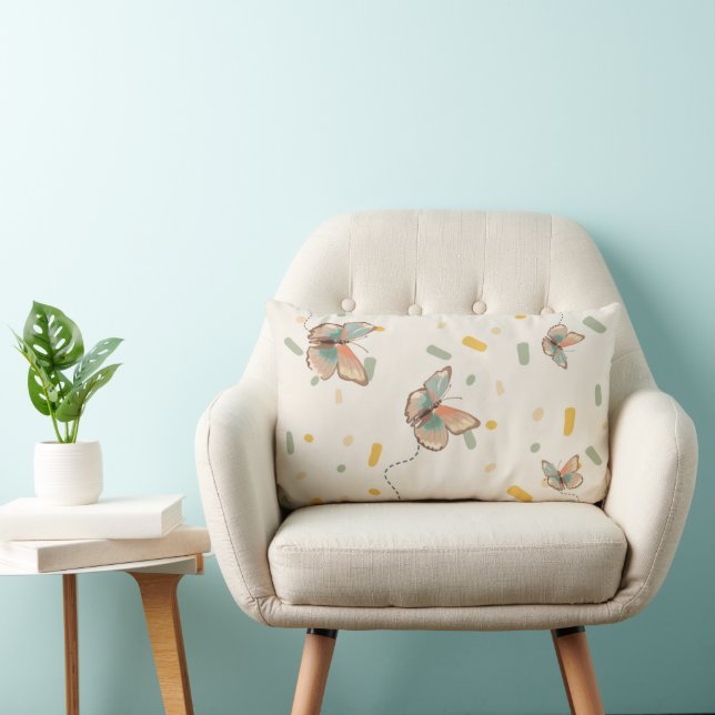 Oreiller Lombaire Papillon Vert Menthe (Chaise)