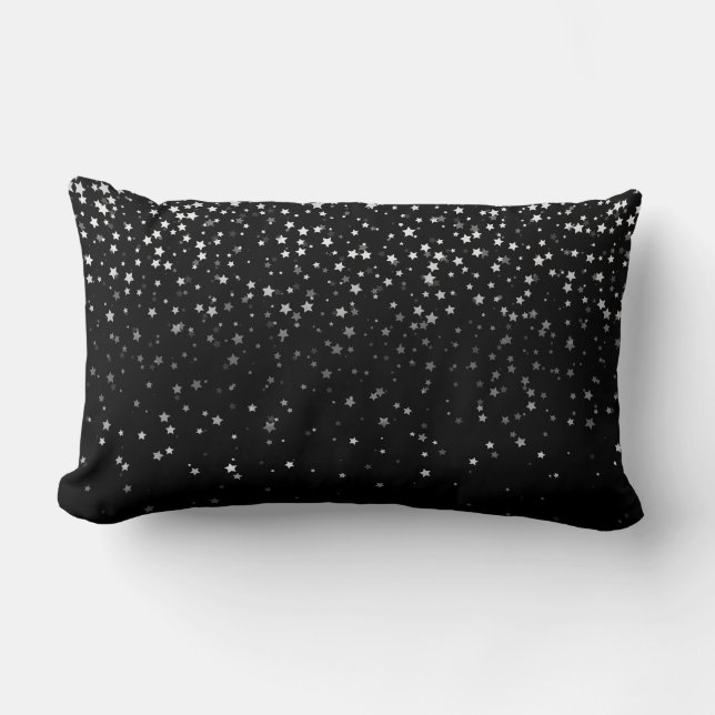 Oreiller Lombaire Petite Étoiles Argentées Noir (Recto)