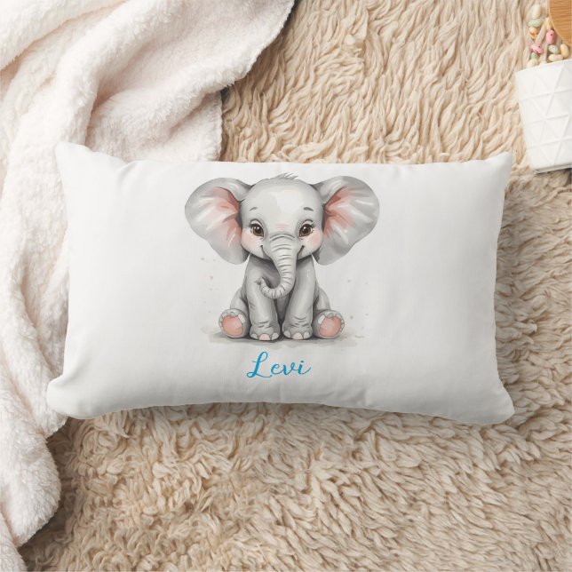 Oreiller lombaire pour la nurserie d'éléphant bébé (Couverture)