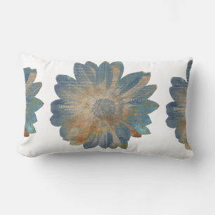 Oreiller Lombaire Réversible Bleu Daisy/Tan Uni