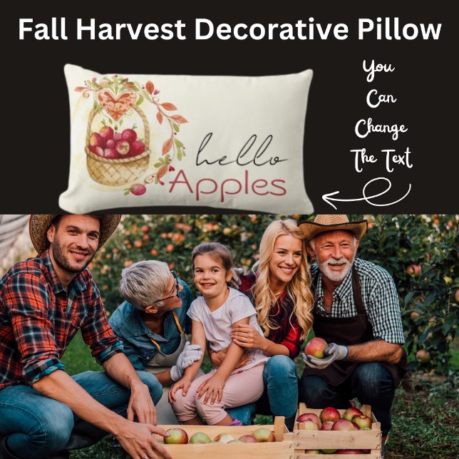 Oreiller lombaire rouge Bonjour les pommes (Fall Harvest Decorative Pillow)