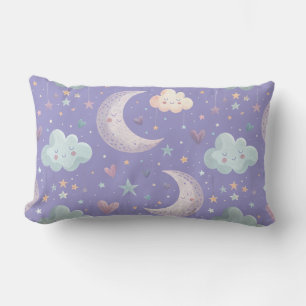 Oreiller Lombaire Violet Lune & Nuages
