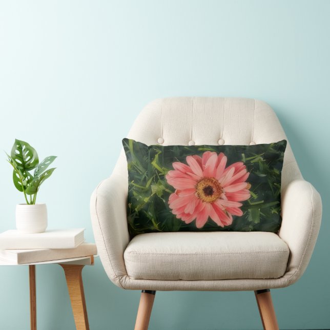 Oreiller long en forme d'art de fleur de Zinnia ro (Chaise)