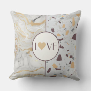 Oreiller Love Terrazzo-Marbre avec Cœur en Or